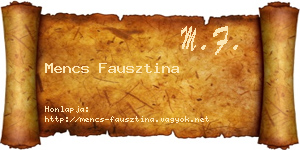 Mencs Fausztina névjegykártya